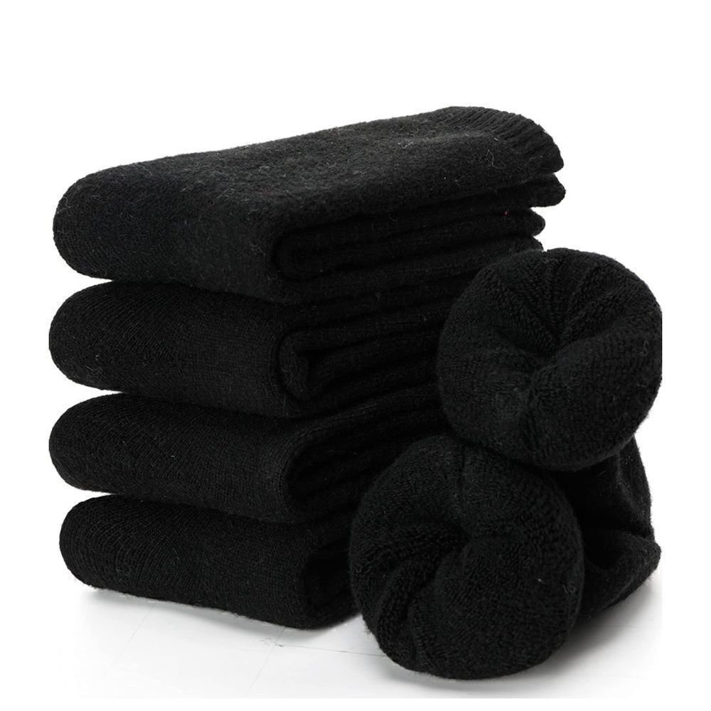 Black Merino Wool Blend Socks